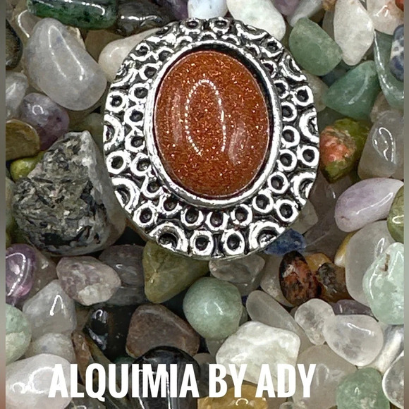 Sunstone adjustable Victorian silver ring - Picture 1 of 7